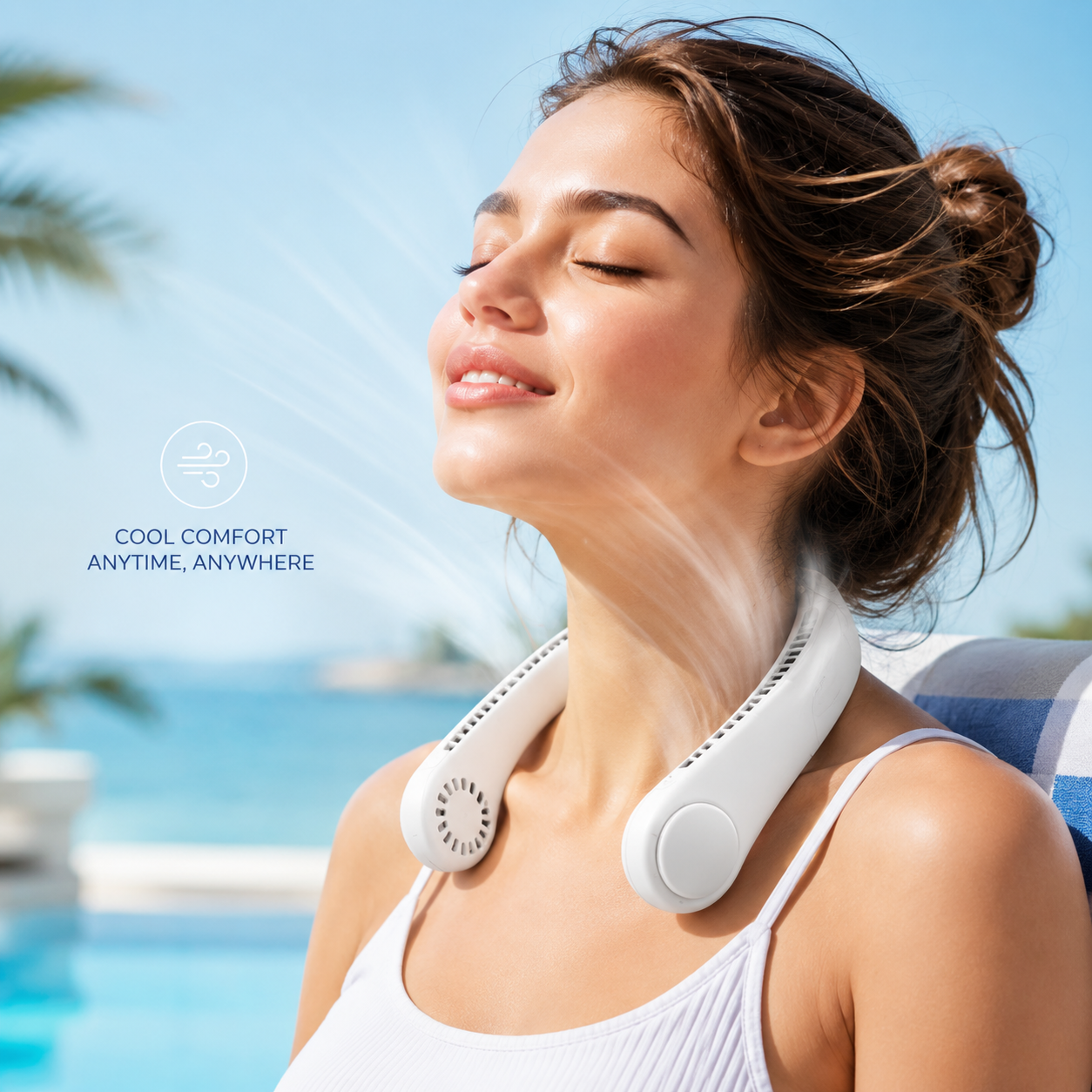 Beach Block Hands-Free Neck Fan — Bladeless USB Rechargeable